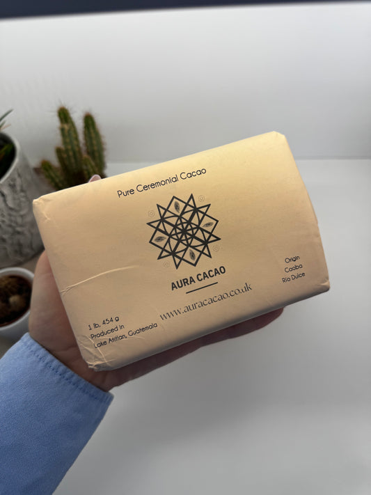 ceremonial cacao UK, guatemala cacao, rio dulce cacao, caoba cacao, single origin cacao, cacao ritual, cacao without caffeine, ethical cacao, 454g cacao block